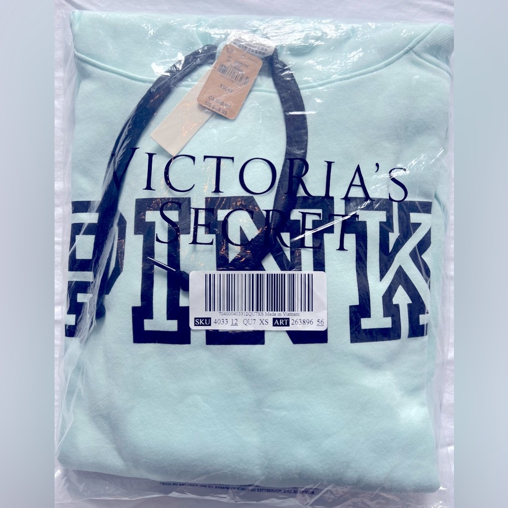 Victoria's Secret Pink Everyday Lounge Campus pullover hoodie Light Blue XS NEW